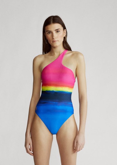 Women's Polo Ralph Lauren Dip-Dyed One-Shoulder Swimsuits | 749506KXA